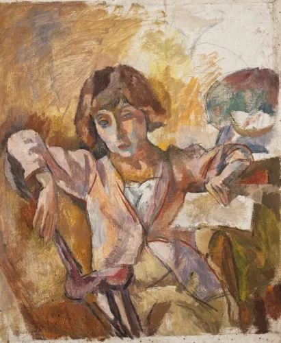 Portrait d'Hermine David en rose